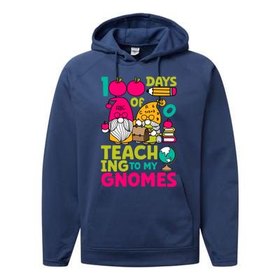 Funny 100 Days Of Teaching My Gnomes Teacher Costume Meaningful Gift Performance Fleece Hoodie