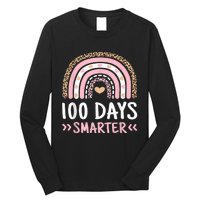 Funny 100th Day Of School 100 Days Smarter Leopard Rainbow Long Sleeve Shirt