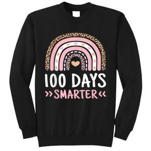 Funny 100th Day Of School 100 Days Smarter Leopard Rainbow Sweatshirt