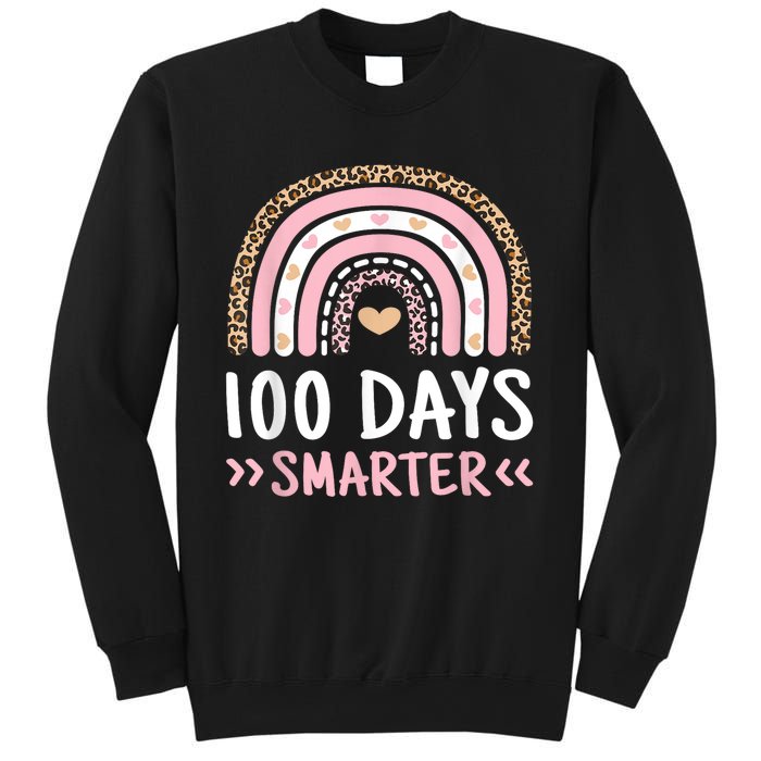 Funny 100th Day Of School 100 Days Smarter Leopard Rainbow Sweatshirt