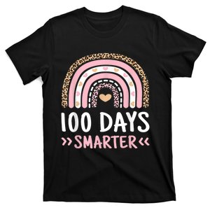 Funny 100th Day Of School 100 Days Smarter Leopard Rainbow T-Shirt