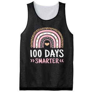 Funny 100th Day Of School 100 Days Smarter Leopard Rainbow Mesh Reversible Basketball Jersey Tank