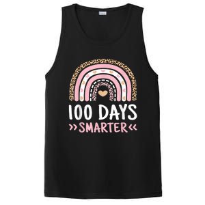 Funny 100th Day Of School 100 Days Smarter Leopard Rainbow PosiCharge Competitor Tank