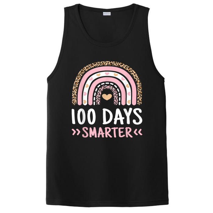 Funny 100th Day Of School 100 Days Smarter Leopard Rainbow PosiCharge Competitor Tank