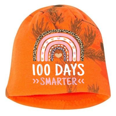 Funny 100th Day Of School 100 Days Smarter Leopard Rainbow Kati - Camo Knit Beanie