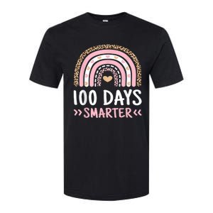 Funny 100th Day Of School 100 Days Smarter Leopard Rainbow Softstyle CVC T-Shirt