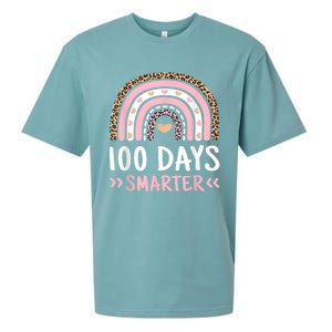 Funny 100th Day Of School 100 Days Smarter Leopard Rainbow Sueded Cloud Jersey T-Shirt