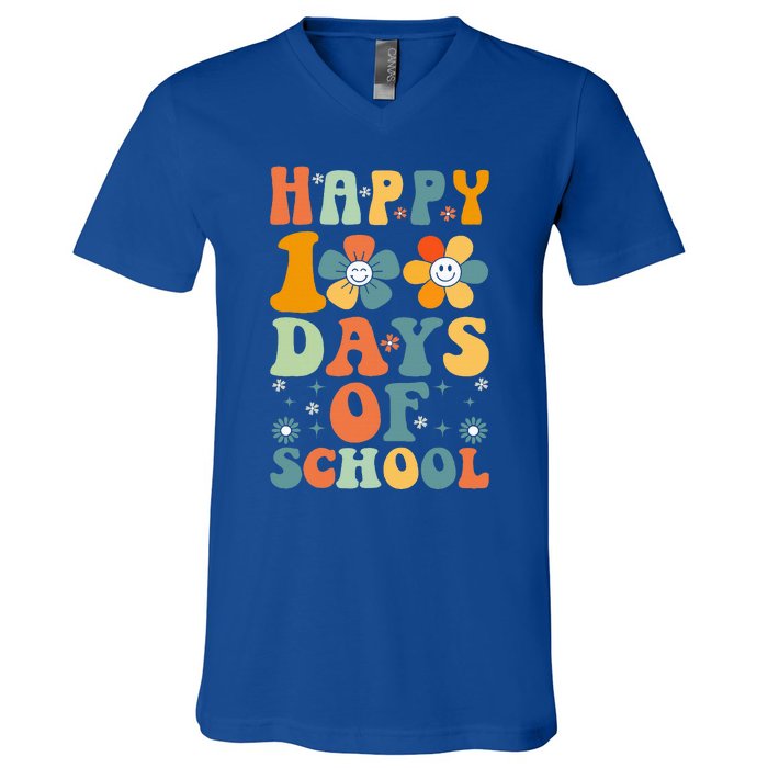 Funny 100th Day School Cute 100 Days School V-Neck T-Shirt