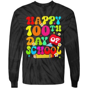 funny 100 Days Of School Teacher And Student Tie-Dye Long Sleeve Shirt