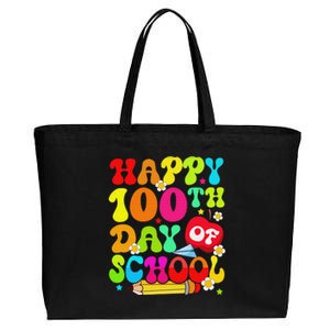 funny 100 Days Of School Teacher And Student Cotton Canvas Jumbo Tote