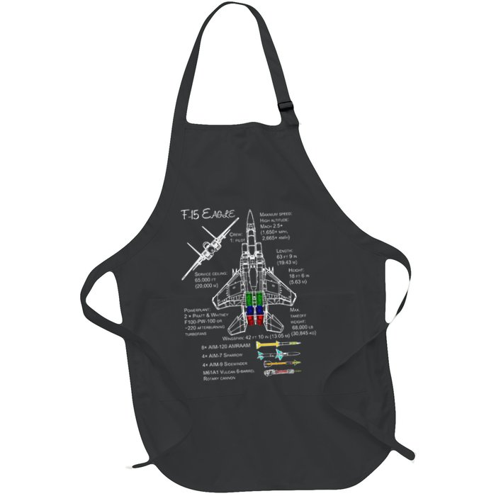 F 15 Eagle Specs Tshir Military Fighter Jet Full-Length Apron With Pockets
