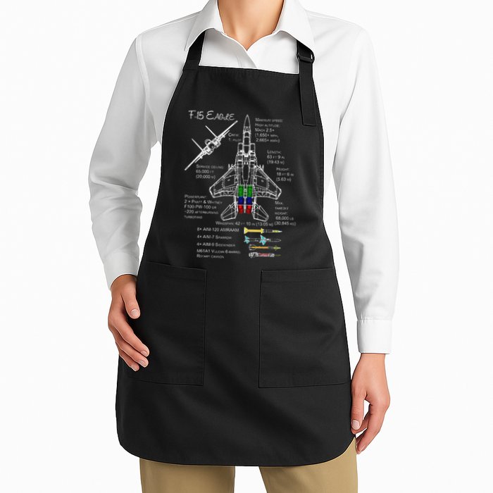 F 15 Eagle Specs Tshir Military Fighter Jet Full-Length Apron With Pockets