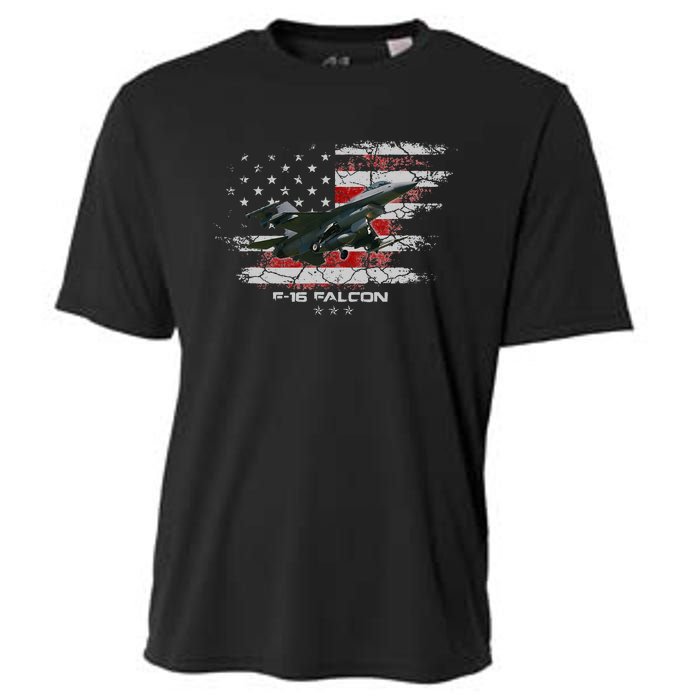 F 16 Falcon U.S Military Fighter Fighting Jet Pilot Veteran Cooling Performance Crew T-Shirt