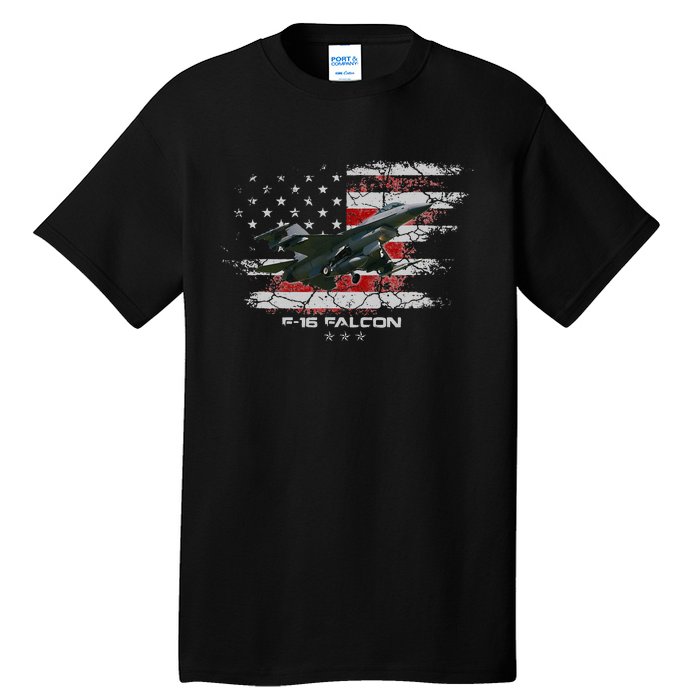 F 16 Falcon U.S Military Fighter Fighting Jet Pilot Veteran Tall T-Shirt