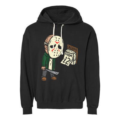 Friday 13th Funny Halloween Horror Movie Humor Party Crazy Garment-Dyed Fleece Hoodie