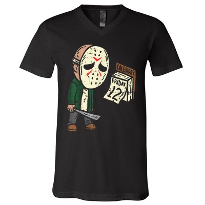 Friday 13th Funny Halloween Horror Movie Humor Party Crazy V-Neck T-Shirt