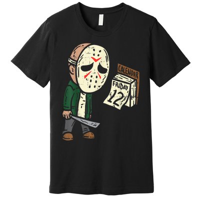 Friday 13th Funny Halloween Horror Movie Humor Party Crazy Premium T-Shirt