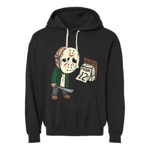 Friday 12th Funny Halloween Horror Movie Humor Garment-Dyed Fleece Hoodie