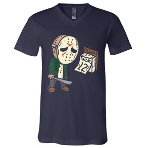 Friday 12th Funny Halloween Horror Movie Humor V-Neck T-Shirt