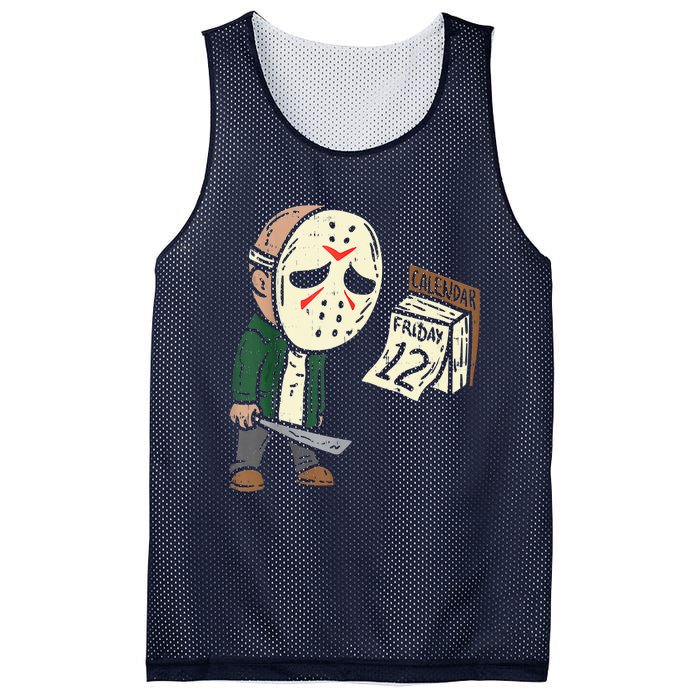 Friday 12th Funny Halloween Horror Movie Humor Mesh Reversible Basketball Jersey Tank