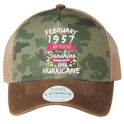 February 1957 Girl 63 Years Being Sunshine Mixed Hurricane Gift Legacy Tie Dye Trucker Hat