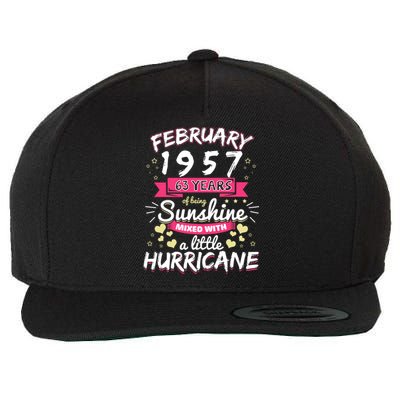 February 1957 Girl 63 Years Being Sunshine Mixed Hurricane Gift Wool Snapback Cap