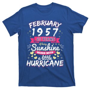 February 1957 Girl 63 Years Being Sunshine Mixed Hurricane Gift T-Shirt