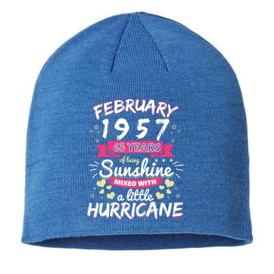 February 1957 Girl 63 Years Being Sunshine Mixed Hurricane Gift Sustainable Beanie