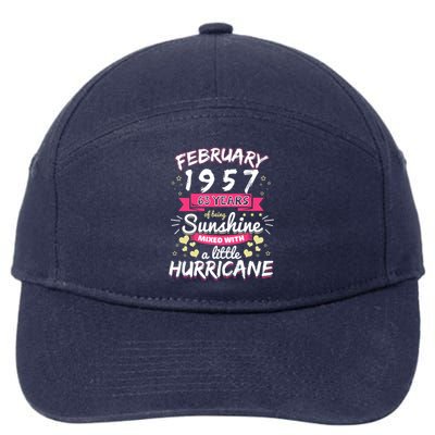 February 1957 Girl 63 Years Being Sunshine Mixed Hurricane Gift 7-Panel Snapback Hat