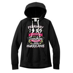 February 1959 Girl 61 Years Being Sunshine Mixed Hurricane Meaningful Gift Women's Fleece Hoodie