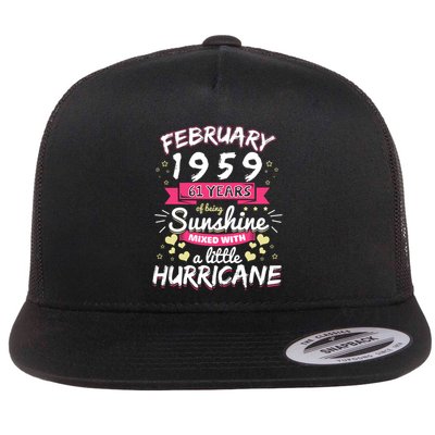 February 1959 Girl 61 Years Being Sunshine Mixed Hurricane Meaningful Gift Flatbill Hat