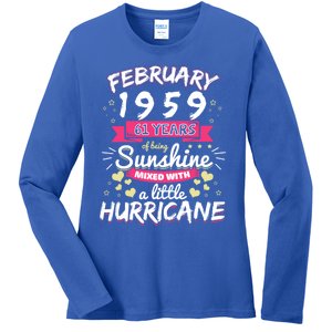 February 1959 Girl 61 Years Being Sunshine Mixed Hurricane Meaningful Gift Ladies Long Sleeve Shirt