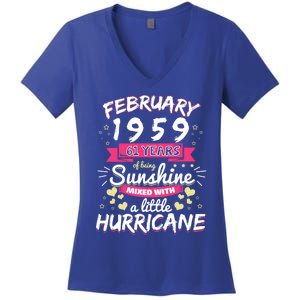 February 1959 Girl 61 Years Being Sunshine Mixed Hurricane Meaningful Gift Women's V-Neck T-Shirt