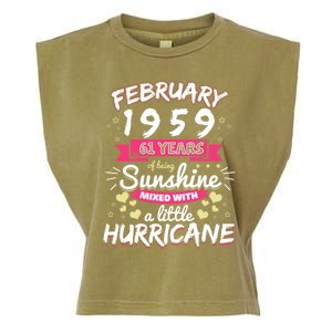 February 1959 Girl 61 Years Being Sunshine Mixed Hurricane Meaningful Gift Garment-Dyed Women's Muscle Tee