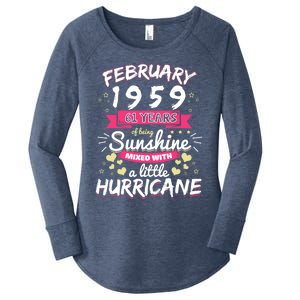 February 1959 Girl 61 Years Being Sunshine Mixed Hurricane Meaningful Gift Women's Perfect Tri Tunic Long Sleeve Shirt