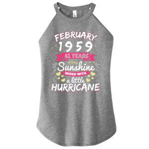 February 1959 Girl 61 Years Being Sunshine Mixed Hurricane Meaningful Gift Women's Perfect Tri Rocker Tank