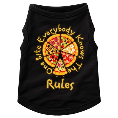 Funny 1 One Bite Everybody Knows Rules Pizza Food Lover Doggie Tank