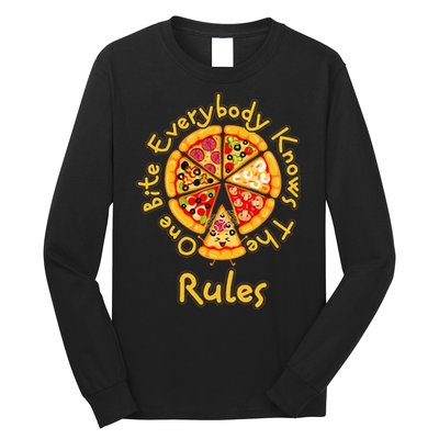 Funny 1 One Bite Everybody Knows Rules Pizza Food Lover Long Sleeve Shirt