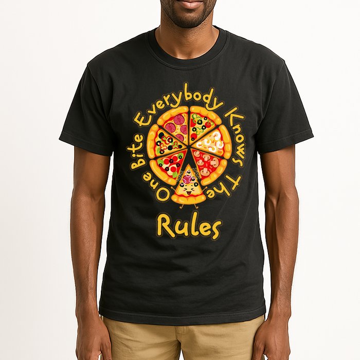 Funny 1 One Bite Everybody Knows Rules Pizza Food Lover Tall T-Shirt