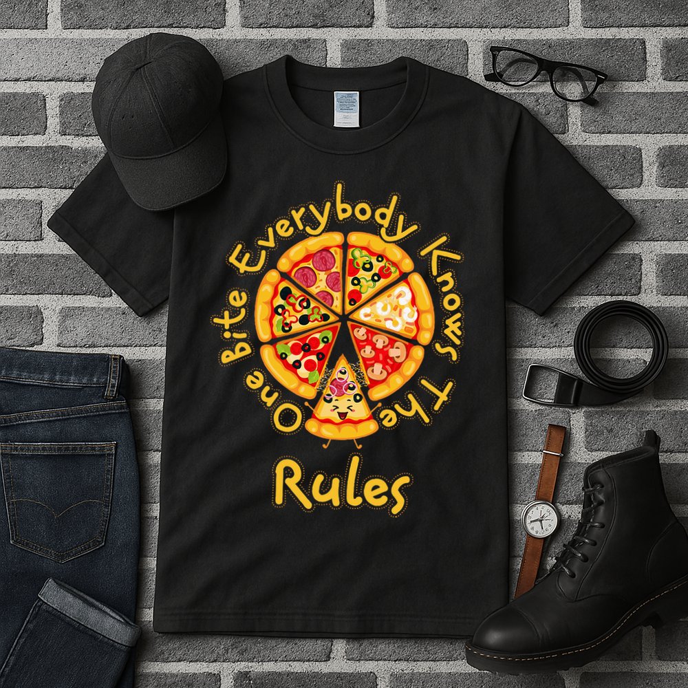 Funny 1 One Bite Everybody Knows Rules Pizza Food Lover Tall T-Shirt