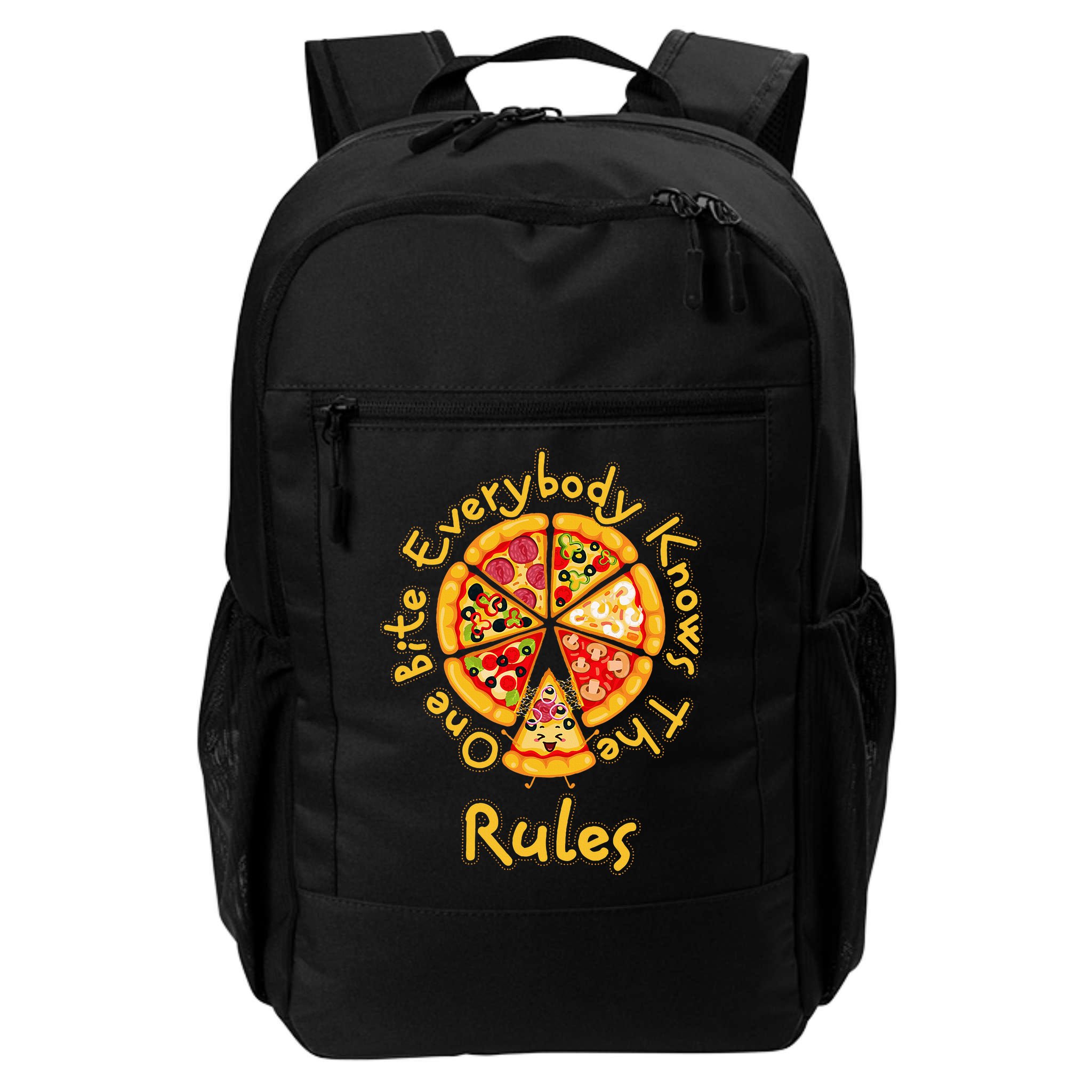 Funny 1 One Bite Everybody Knows Rules Pizza Food Lover Backpack