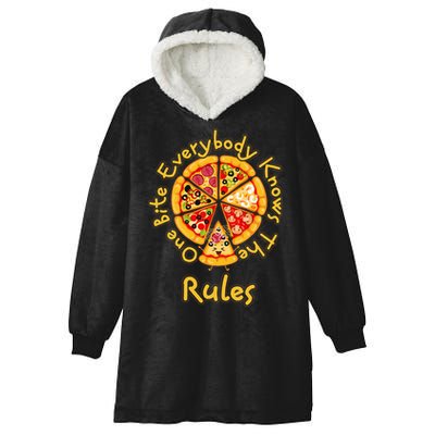 Funny 1 One Bite Everybody Knows Rules Pizza Food Lover Hooded Wearable Blanket