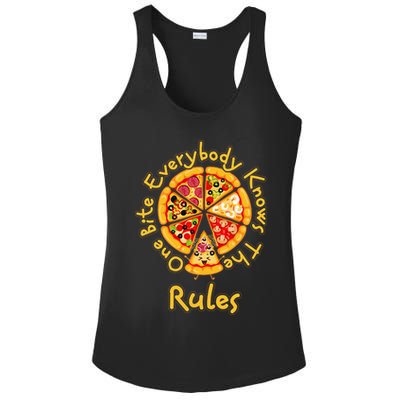 Funny 1 One Bite Everybody Knows Rules Pizza Food Lover Ladies PosiCharge Competitor Racerback Tank