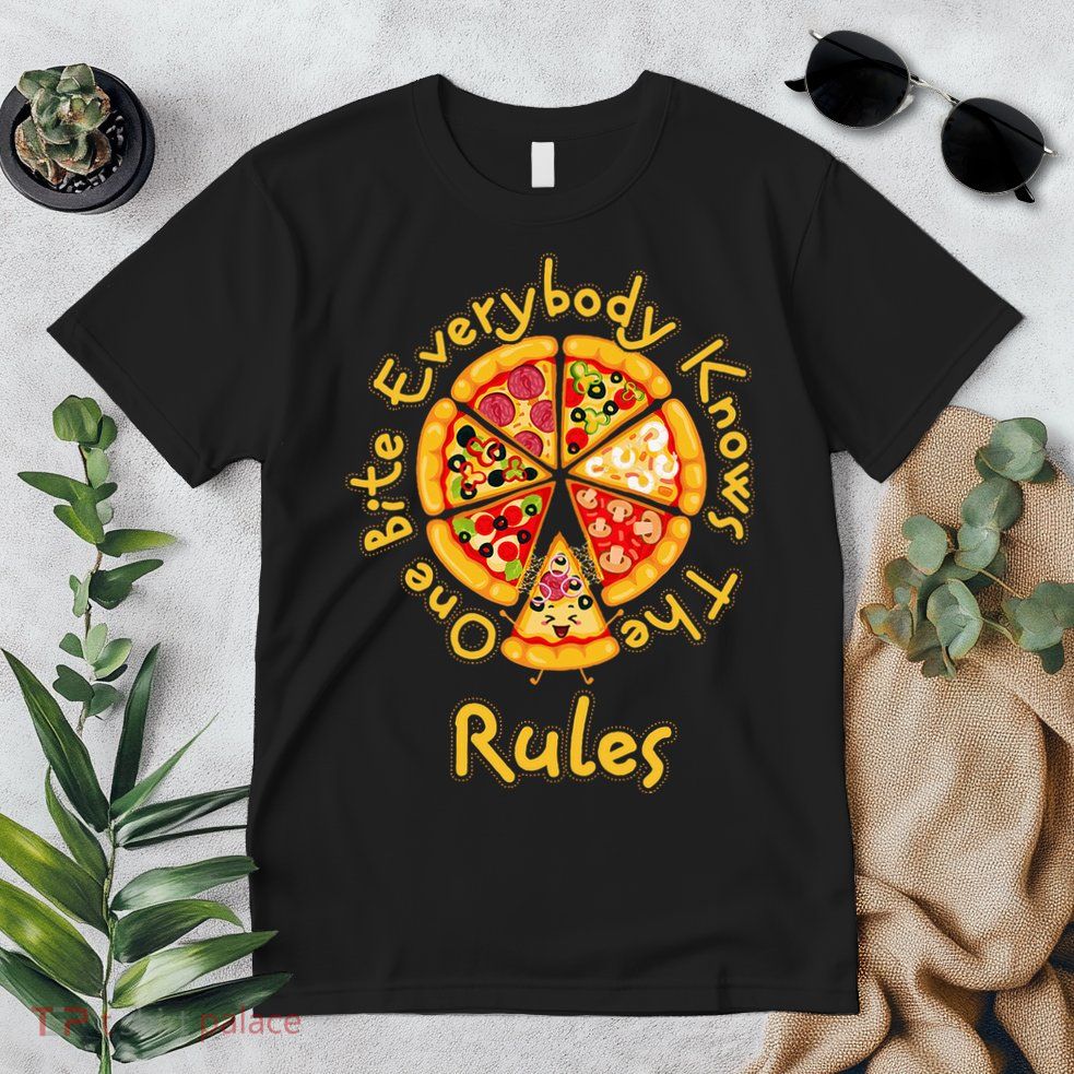 Funny 1 One Bite Everybody Knows Rules Pizza Food Lover Premium T-Shirt