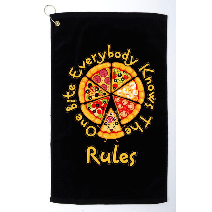 Funny 1 One Bite Everybody Knows Rules Pizza Food Lover Golf Towel
