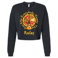 Funny 1 One Bite Everybody Knows Rules Pizza Food Lover Cropped Pullover Crew