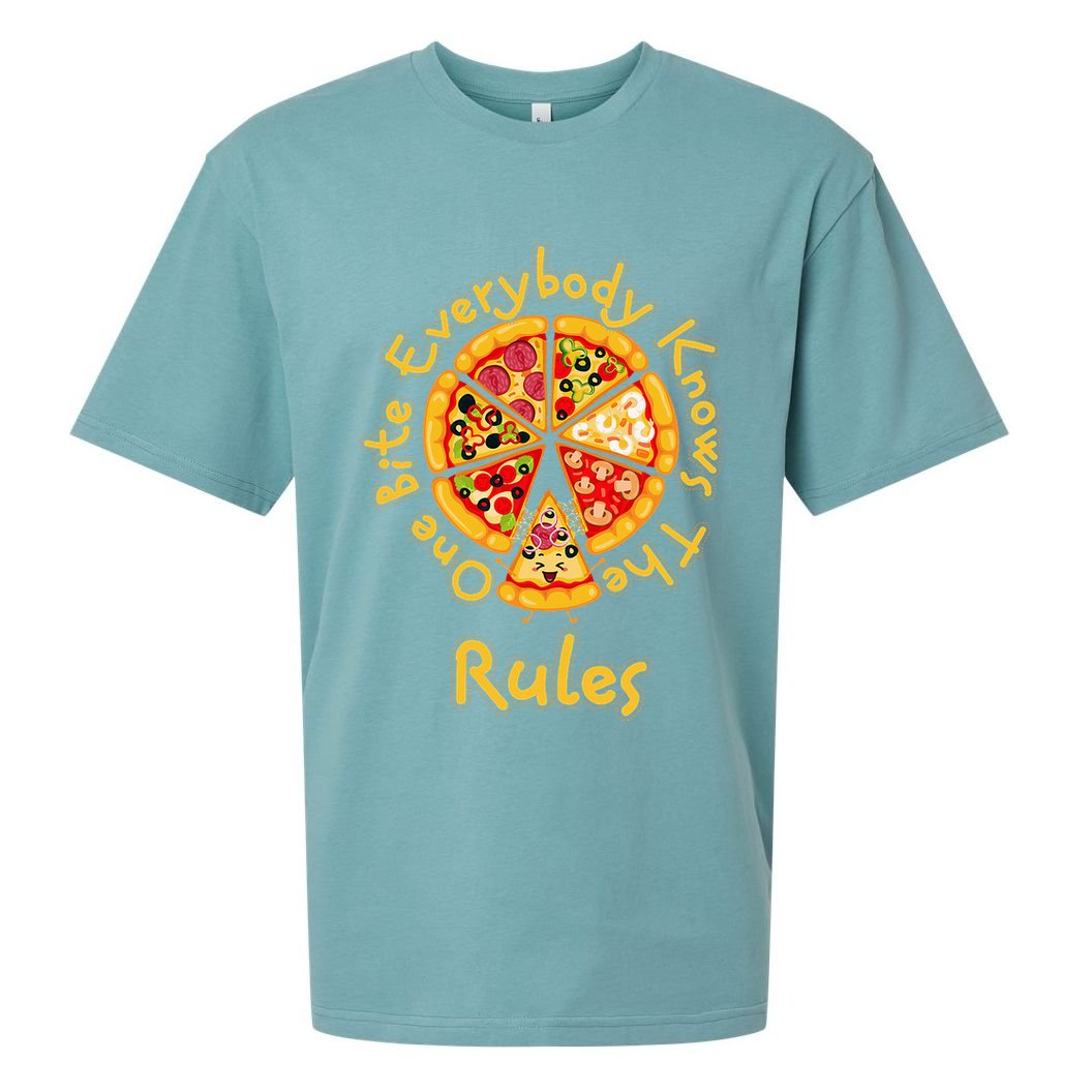 Funny 1 One Bite Everybody Knows Rules Pizza Food Lover Sueded Cloud Jersey T-Shirt