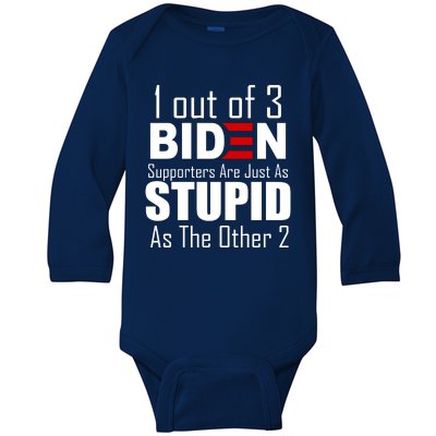 Funny 1 Out Of 3 Biden Supporters Are Just As The Other 2 Baby Long Sleeve Bodysuit