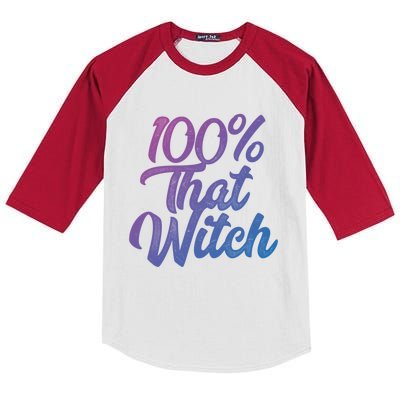 Funny 100 Percent That Witch Great Gift Kids Colorblock Raglan Jersey