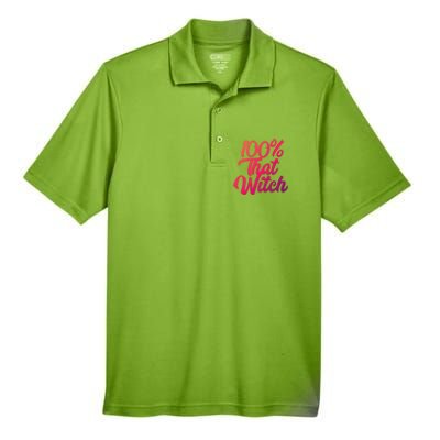 Funny 100 Percent That Witch Great Gift Men's Origin Performance Piqué Polo